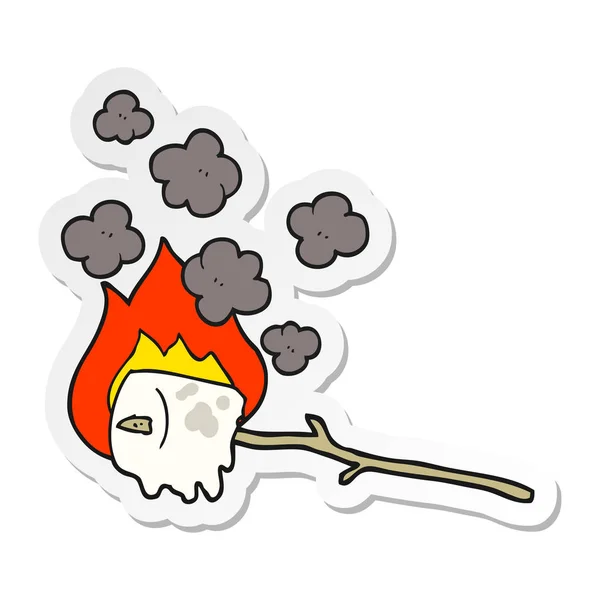 Sticker Cartoon Burning Marshmallow — Stock Vector
