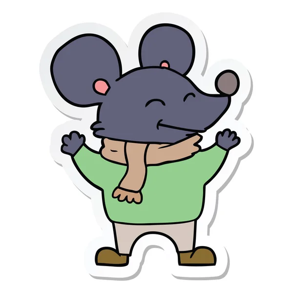 Pegatina Ratón Dibujos Animados — Vector de stock