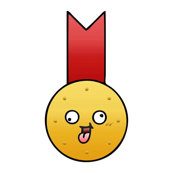 Gradiente sombreado desenho animado medalha de ouro — Vetor de Stock