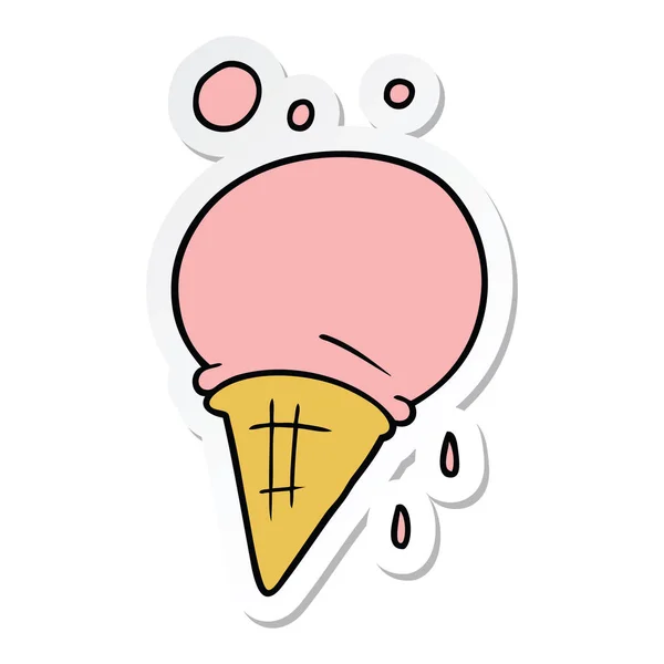 Autocollant Une Crème Glacée Dessin Animé — Image vectorielle