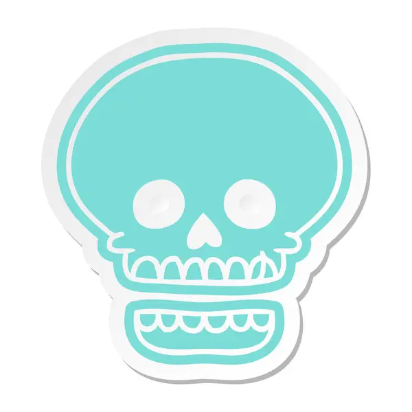 Cartoon Sticker Eines Totenkopfes — Stockvektor