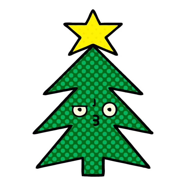 Bande Dessinée Style Dessin Animé Arbre Noël — Image vectorielle