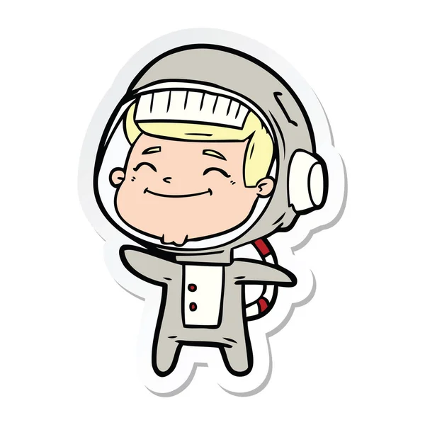 Pegatina Astronauta Dibujos Animados Feliz — Vector de stock