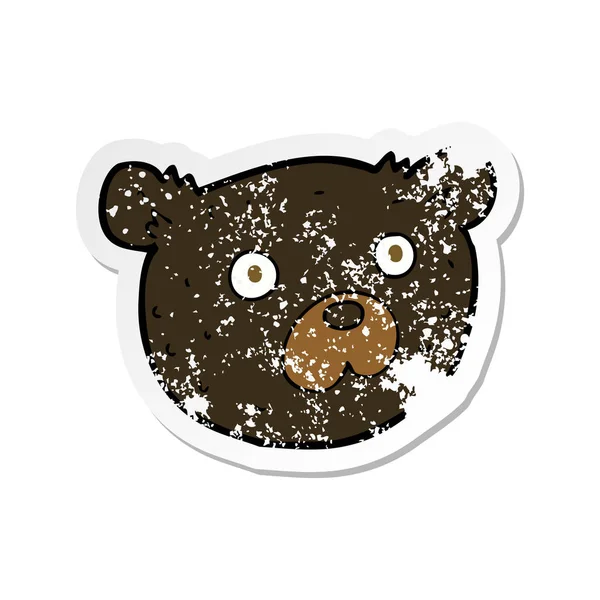 Etiqueta angustiada retro de um urso preto dos desenhos animados — Vetor de Stock