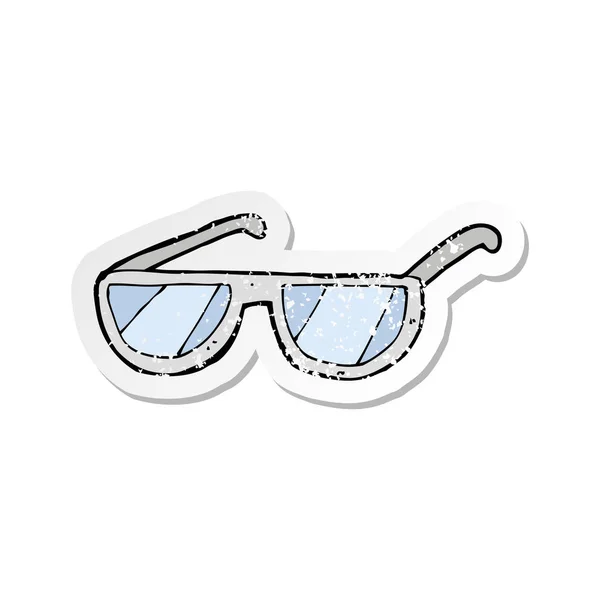 Etiqueta Angustiada Retro Uns Óculos Desenho Animado — Vetor de Stock