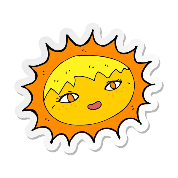 Sticker of a cartoon pretty sun — Stock Vector