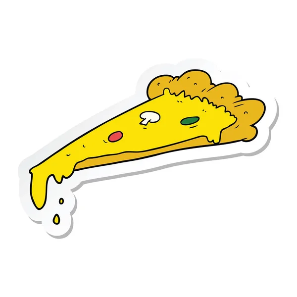 Adesivo Una Fetta Cartone Animato Pizza — Vettoriale Stock