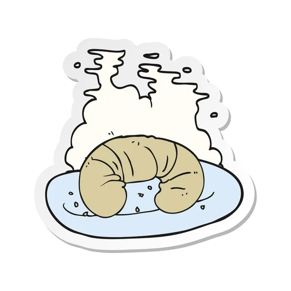 Sticker Van Een Cartoon Warme Croissant — Stockvector