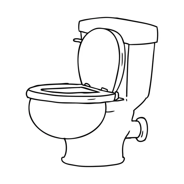 Linienzeichnung Doodle einer Toilette im Badezimmer — Stockvektor