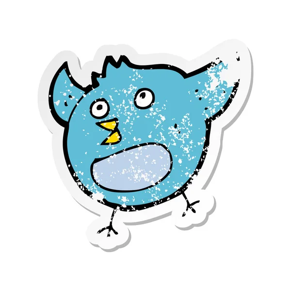 Retro Distressed Sticker Cartoon Happy Bird — Stock Vector