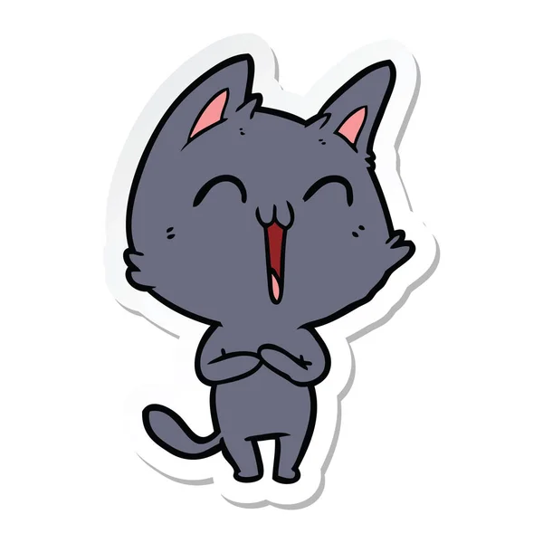 Klistermärke Lycklig Tecknad Katt — Stock vektor