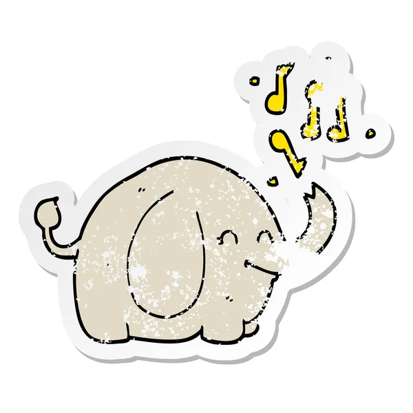 Stiker Tertekan Dari Kartun Terompet Gajah - Stok Vektor