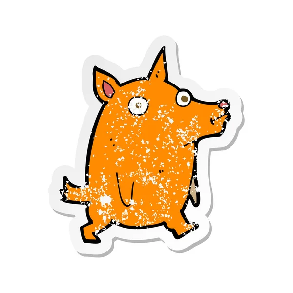 Ρετρό Αναξιοπαθούντα Αυτοκόλλητο Από Μια Γελοιογραφία Αστεία Μικρό Σκυλί — Διανυσματικό Αρχείο