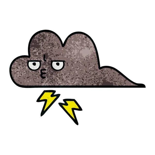 Caricatura Textura Grunge Retro Una Nube Tormenta — Archivo Imágenes Vectoriales