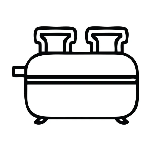 Linha desenho desenho animado torradeira dupla — Vetor de Stock