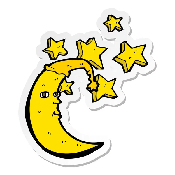 Sticker Sleepy Moon Cartoon — Stock Vector