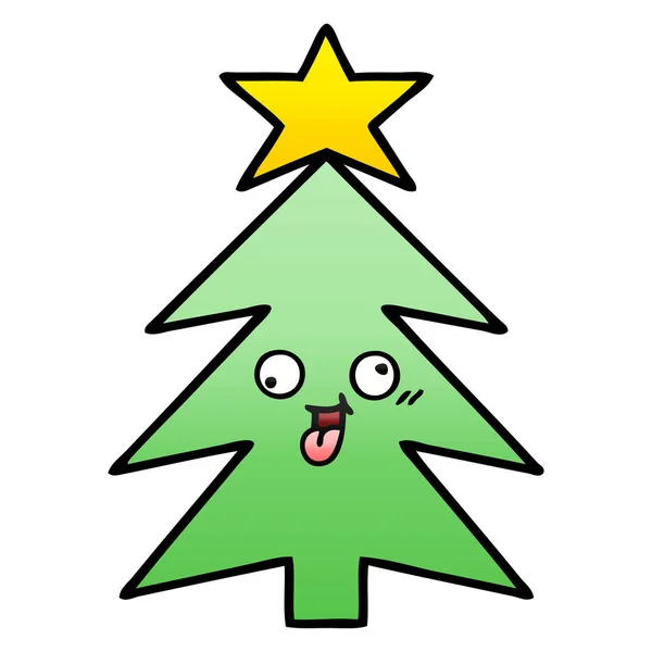 Gradiente Sombreado Dibujos Animados Árbol Navidad — Vector de stock