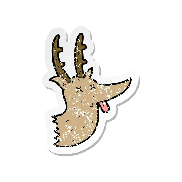 Retro Distressed Sticker Cartoon Deer Head — Stock Vector