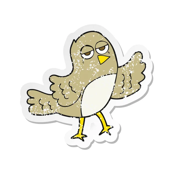 Retro Noodlijdende Sticker Van Een Vogel Cartoon — Stockvector