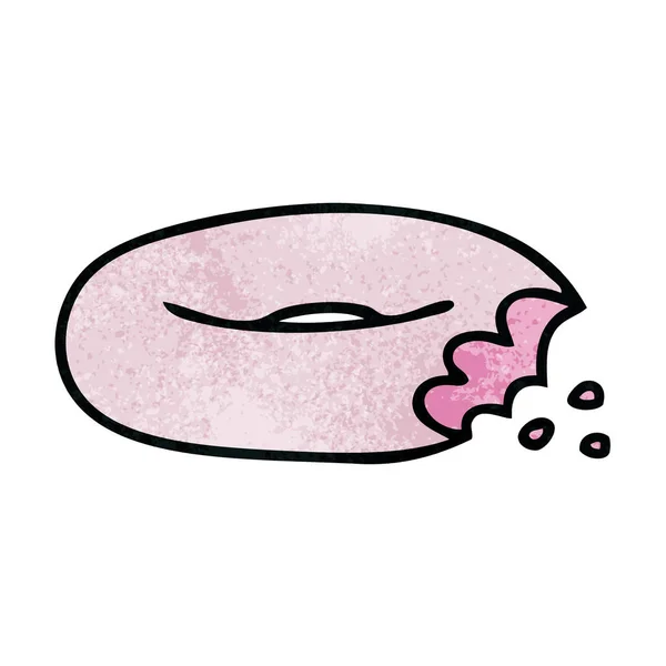 Mano Dibujado Peculiar Dibujos Animados Mordido Donut — Vector de stock