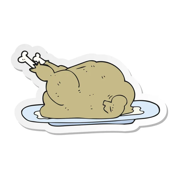 Sticker van een cartoon gekookt kip — Stockvector