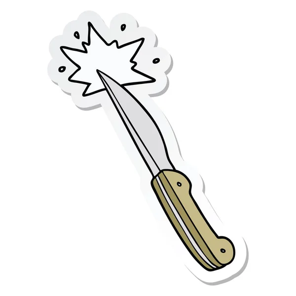 Sticker Cartoon Sharp Kitchen Knife — Stock Vector
