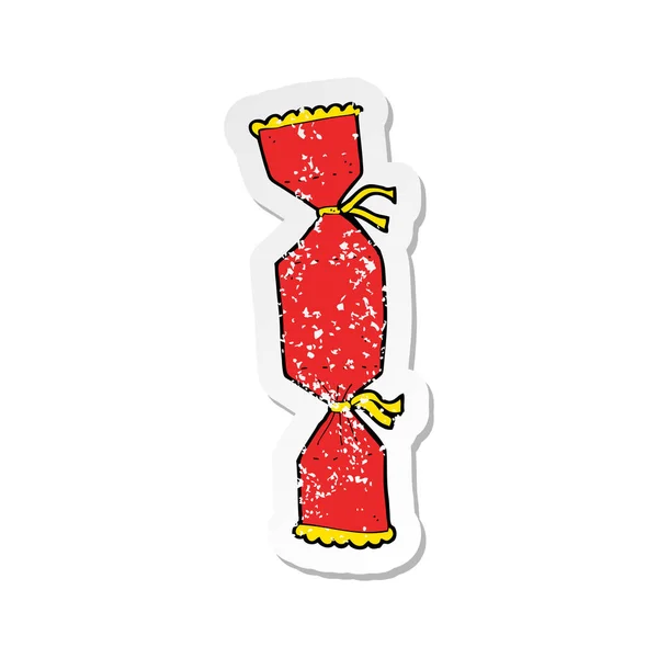 Autocollant en détresse rétro d'un biscuit de Noël dessin animé — Image vectorielle