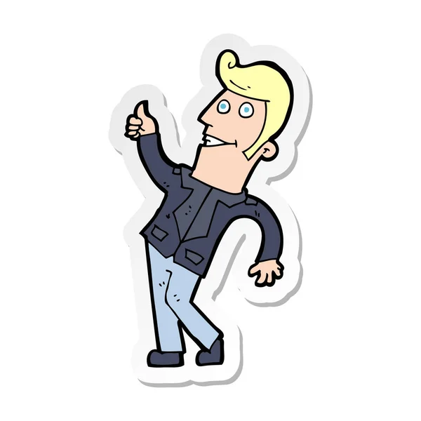 Sticker Cartoon Man Giving Thumbs Sign — Stock Vector