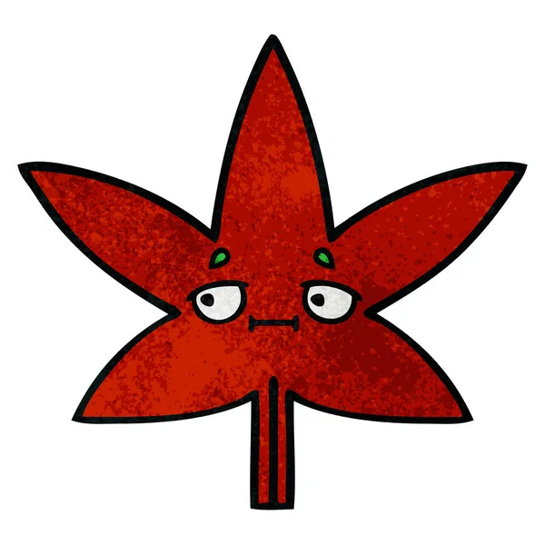 Retro grunge textura desenho animado folha outonal — Vetor de Stock