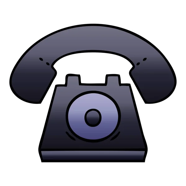 Gradient Shaded Cartoon Old Telephone — Stock Vector