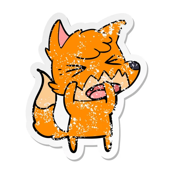 愤怒的卡通狐狸的苦恼贴纸 — 图库矢量图片
