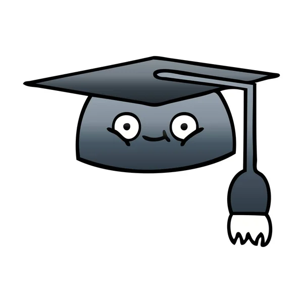 Dibujo Animado Sombreado Degradado Sombrero Graduación — Vector de stock