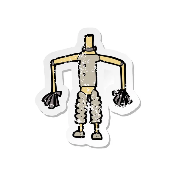 Retro Distressed Nálepka Kreslený Robota Těla — Stockový vektor