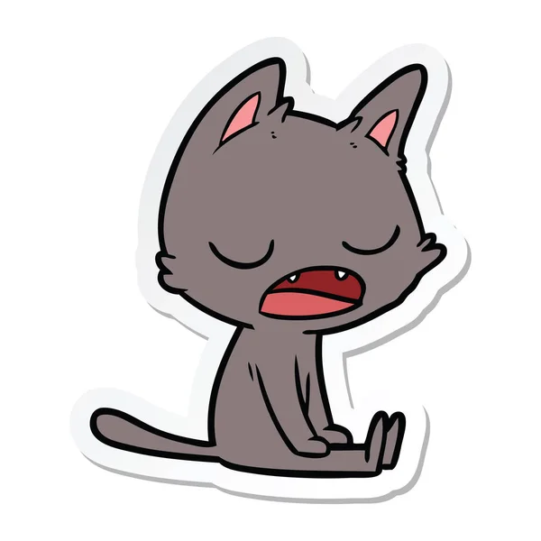 Sticker Van Een Pratende Kat Cartoon — Stockvector