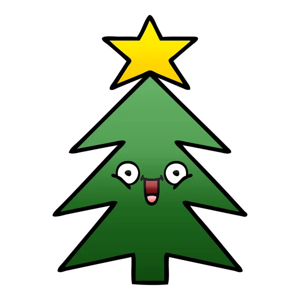 Gradiente Sombreado Dibujos Animados Árbol Navidad — Vector de stock