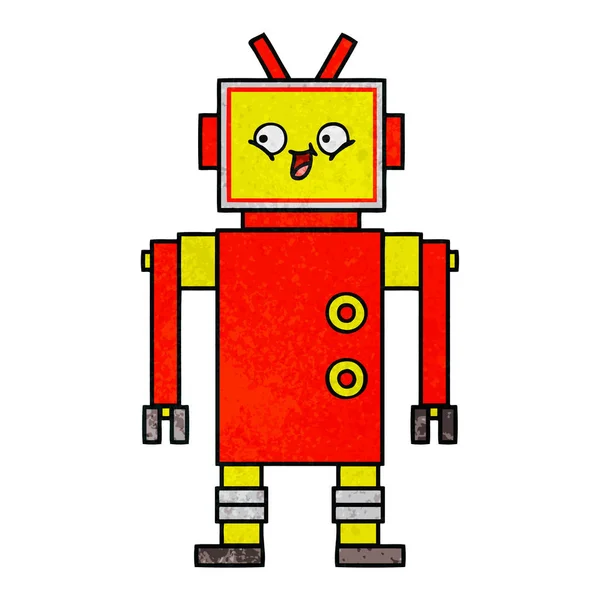 Retro Grunge Textúra Rajzfilm Egy Robot — Stock Vector