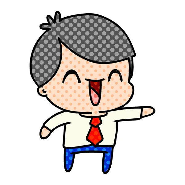 Freihändig Gezeichnete Karikatur Eines Kawaii Mannes Anzug — Stockvektor