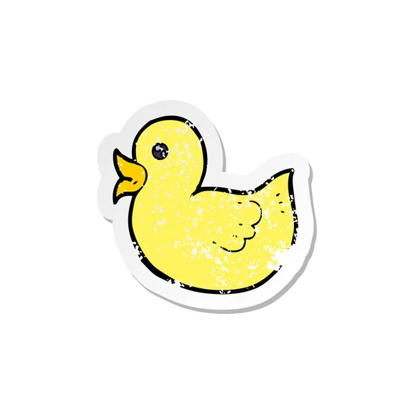 Retro Distressed Sticker Cartoon Rubber Duck — Stock Vector