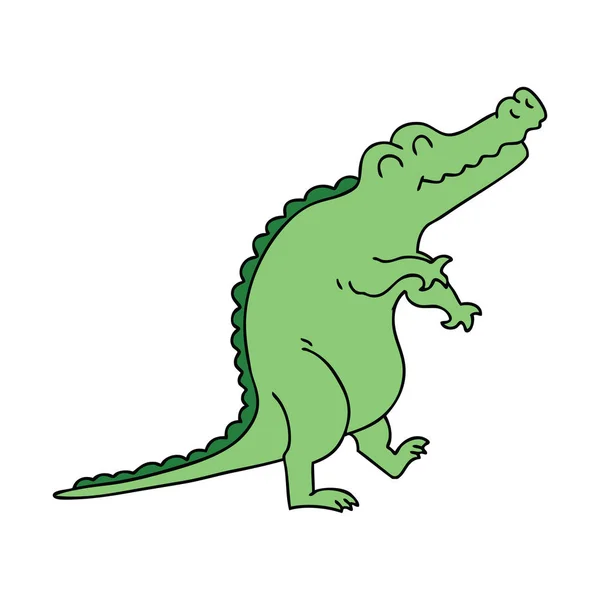 Mão peculiar desenhado desenho animado crocodilo — Vetor de Stock