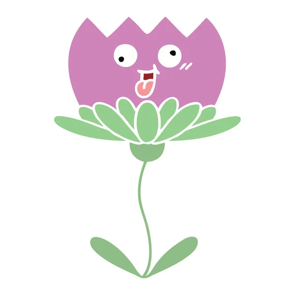 Flat Color Retro Cartoon Flower — Stock Vector
