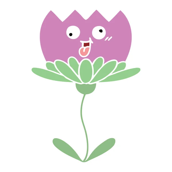 Dibujos Animados Retro Color Plano Una Flor — Vector de stock