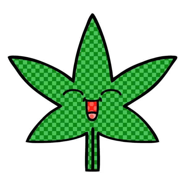 Serietidning Stil Tecknad Marijuana Blad — Stock vektor