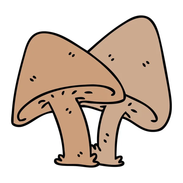 Hand Getekend Eigenzinnige Cartoon Paddestoelen — Stockvector