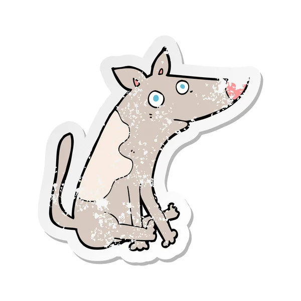 Retro Noodlijdende Sticker Van Een Cartoon Hond — Stockvector