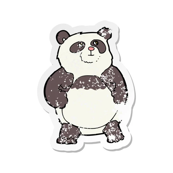 Retro distressed sticker of a cartoon panda — Stock Vector