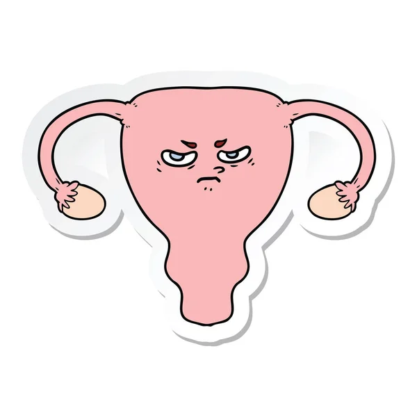 Autocollant Utérus Colère Dessin Animé — Image vectorielle