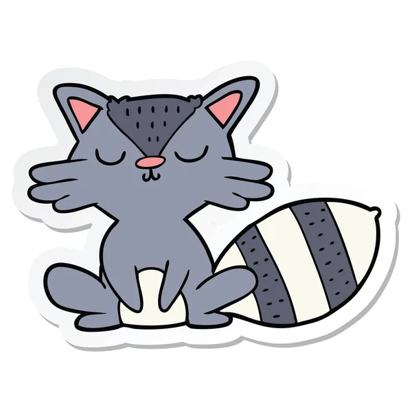 Sticker Cute Cartoon Raccoon — Stock Vector