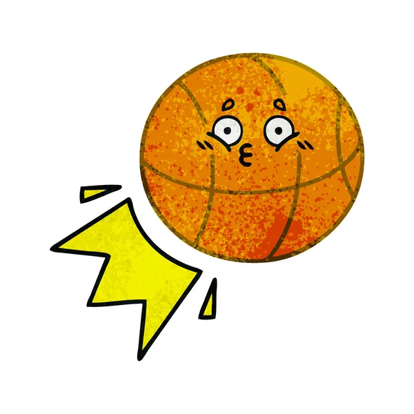 Ретро Гранж Текстура Мультфильм Баскетбол — стоковый вектор