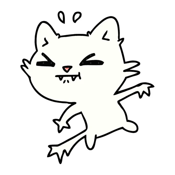 Freehand Drawn Cartoon Cute Kawaii Cat — Stock Vector
