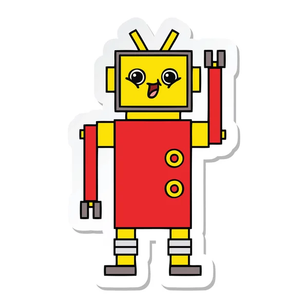 Sevimli Çizgi Robot Sticker — Stok Vektör